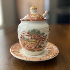 Vintage Nasco Mountain Woodland Condiment Jar Set